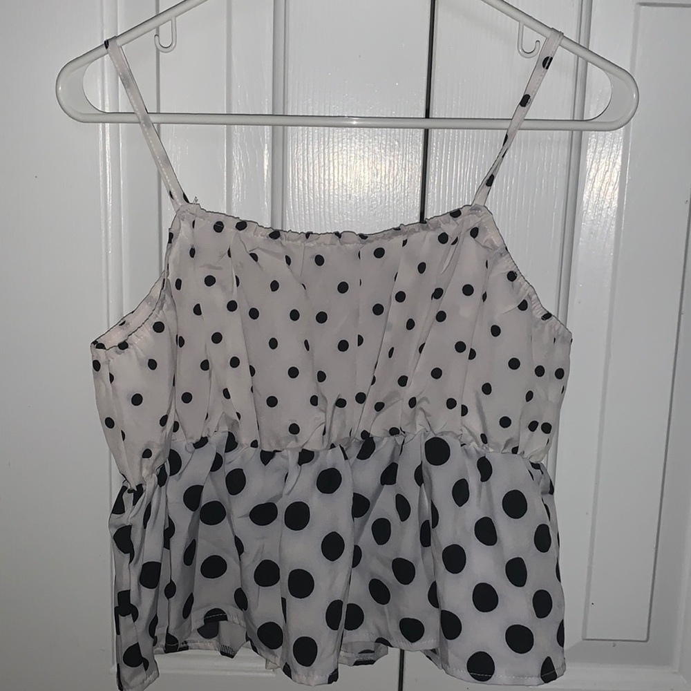 Polka dot peplum tank top